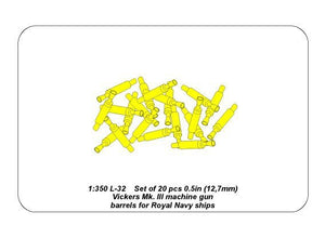 Aber 350L-32 Set of 20 pcs 0,5in (12,7mm) Vickers Mk.III machine gun barrels for Royal Navy ships 1/350 – zdjęcie 5