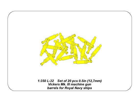 Aber 350L-32 Set of 20 pcs 0,5in (12,7mm) Vickers Mk.III machine gun barrels for Royal Navy ships 1/350 – zdjęcie 5