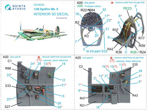 Quinta Studio QD48205 Spitfire Mk.II 3D-Printed &amp;amp; coloured Interior on decal paper (Eduard) 1/48 – zdjęcie 12