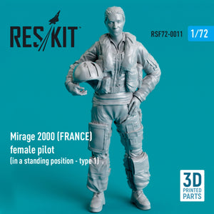 RESKIT RSF72-0011 MIRAGE 2000 (FRANCE) PILOTE FÉMININE (POSITION DEBOUT - TYPE 1) (IMPRIMÉE EN 3D) 1/72