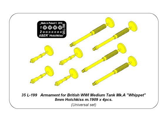 Aber 35L-199 Armament for British WWI Medium Tank Mk.A Whippet 8mm Hotchkiss m.1909 x 4pcs. 1/35 – Bild 8