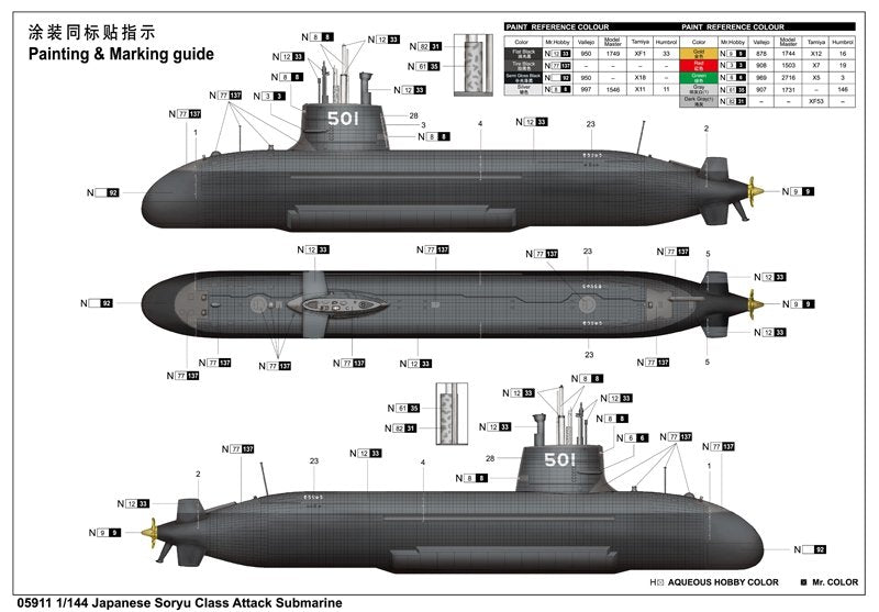 Trumpeter 05911 Japanese Soryu Class Attack Submarine 1/144 – zdjęcie 4