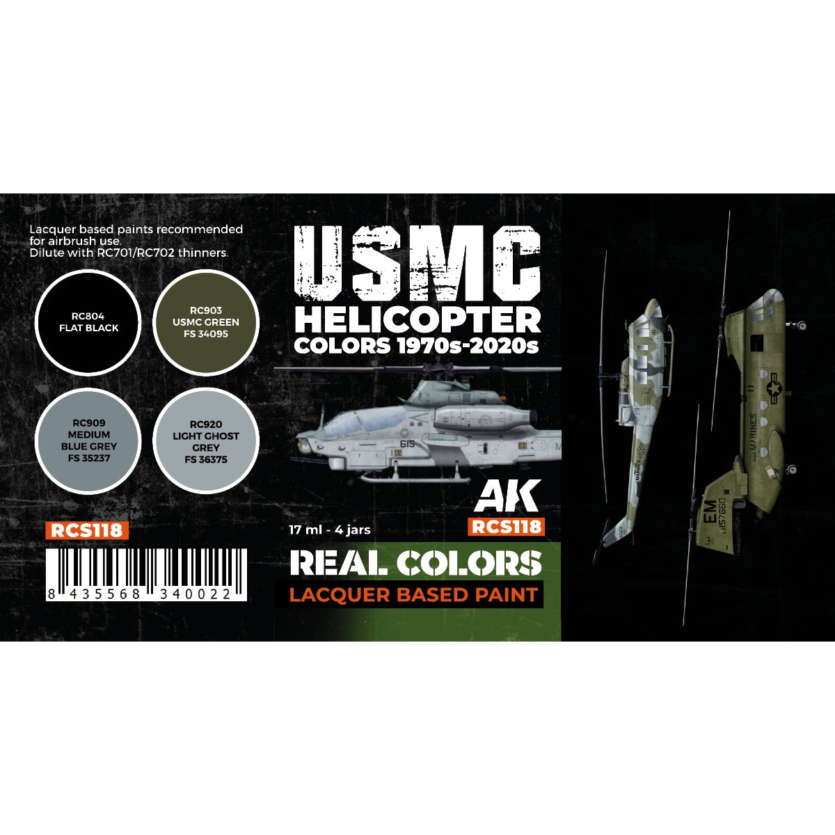 AK Interactive RCS118 USMC Helicopter Colors 1970s-today 4x17ml – zdjęcie 2