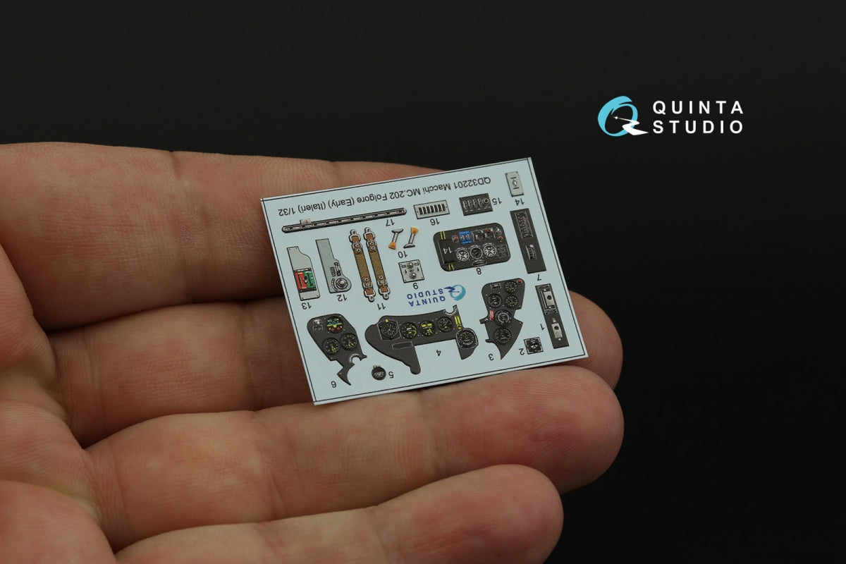 Quinta Studio QD32201 Macchi MC.202 Folgore Early 3D-Printed &amp;amp; colored Interior on decal paper (Italeri) 1/32 – image 11