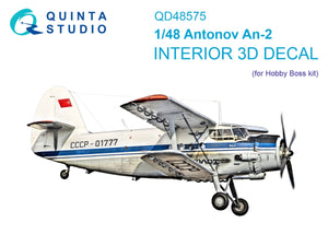 Quinta Studio QD48575 Antonov An-2 Colt 3D-Printed &amp;amp; coloured Interior on decal paper (HobbyBoss) 1/48