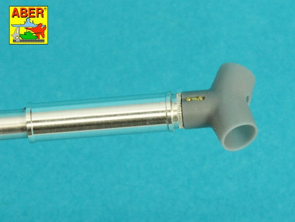 Aber 35L-359 90 mm M-36 Barrel with Y-Shaped Muzzle Brake with Mantlet Cover for M47 Patton / Lufa z hamulcem o kształcie Y do czołgu M47 Patton z pokrowcem na jarzmo (Tamiya) 1/35