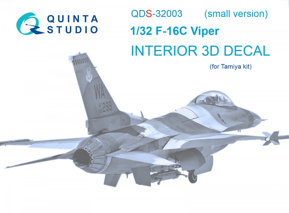 Quinta Studio QDS-32003 F-16C 3D-Printed &amp;amp; coloured Interior on decal paper ( Tamiya ) (small version) 1/32