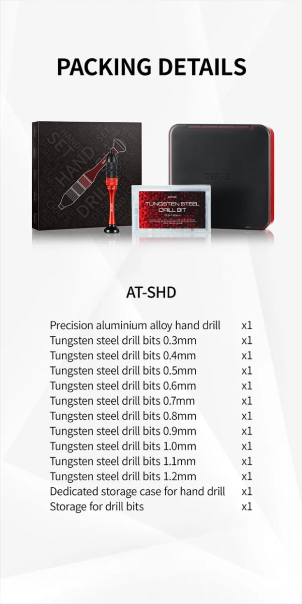 DSPIAE AT-SHD Precision Aluminum Alloy Hand Drill Set / Zestaw wiertarki ręcznej i precyzyjnych wierteł ze stopu aluminium – zdjęcie 6