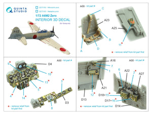 Quinta Studio QD72162 A6M2 Zero (Mitsubishi Prod.) 3D-Printed coloured Interior on decal paper (Tamiya) 1/72 – zdjęcie 2