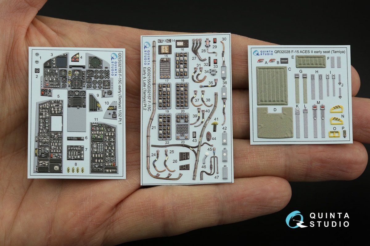 Quinta Studio QD32155 F-15C Early/F-15A/F-15J early 3D-Printed &amp;amp; coloured Interior on decal paper (Tamiya) 1/32 – zdjęcie 2