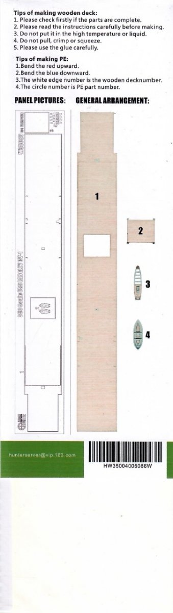 Wood Hunter W35086 USS Langley CV-1 Wooden Deck for Trumpeter 05631 1/350 – zdjęcie 2