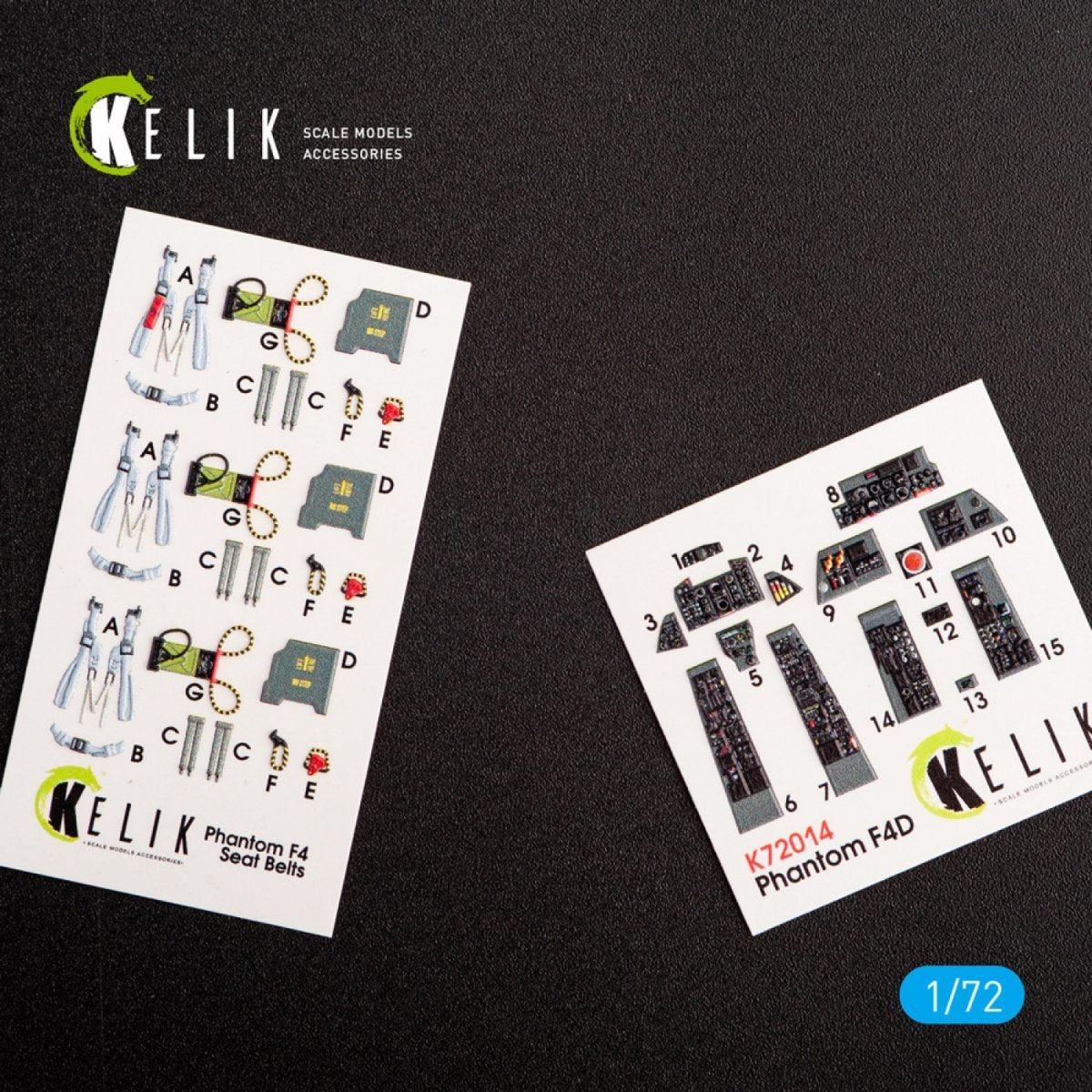 KELIK K72014 F-4D "PHANTOM II" INTERIOR 3D DECALS FOR FINEMOLDS KIT 1/72