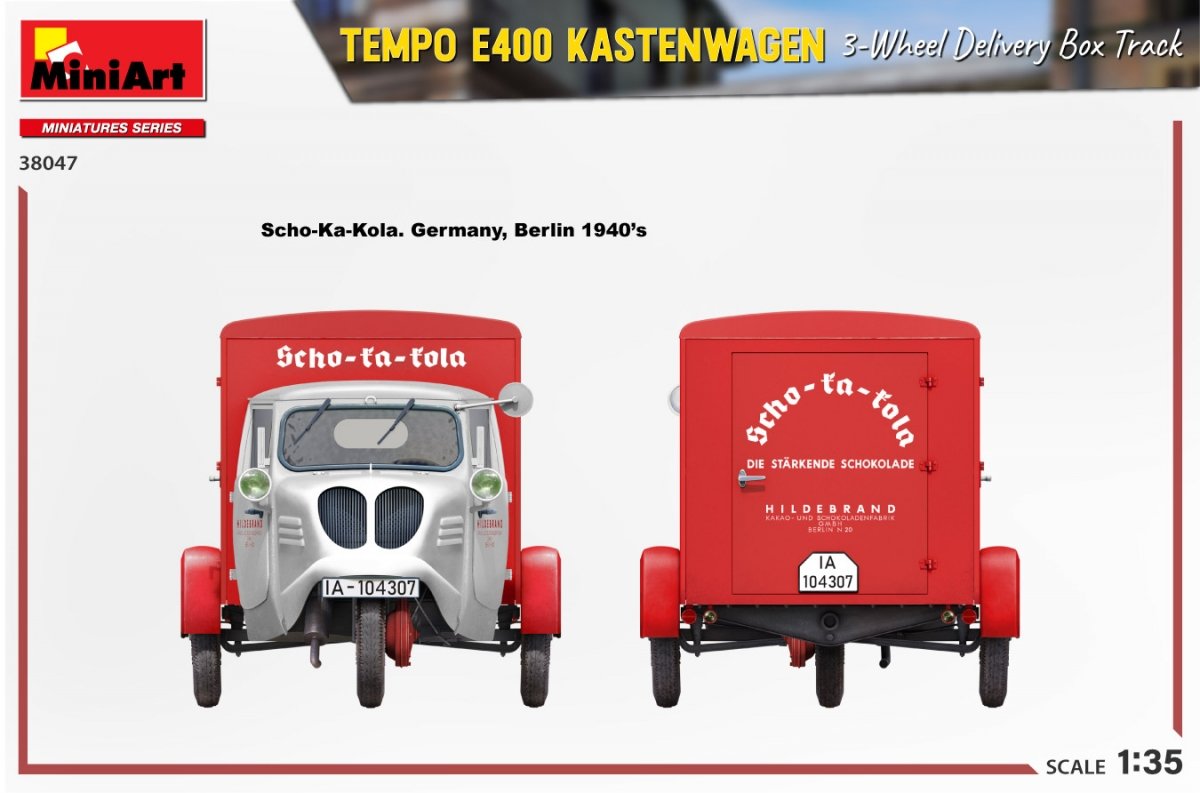 MiniArt 38047 TEMPO E400 KASTENWAGEN 3-WHEEL DELIVERY BOX TRACK 1/35 – zdjęcie 18