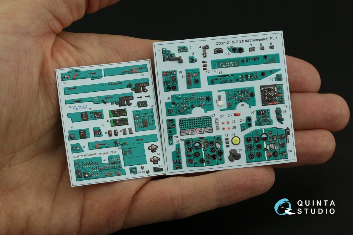 Quinta Studio QDS-32121 MiG-21UM 3D-Printed &amp;amp; coloured Interior on decal paper (Trumpeter) (Small version) 1/32 – zdjęcie 5
