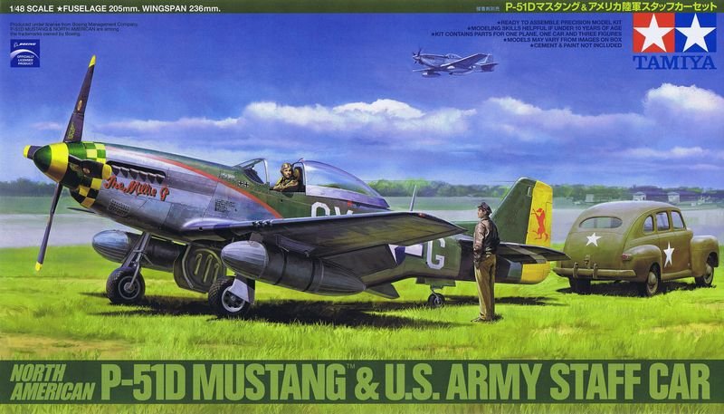 Tamiya 89732 NA P51-D Mustang et voiture d'état-major (1/48)