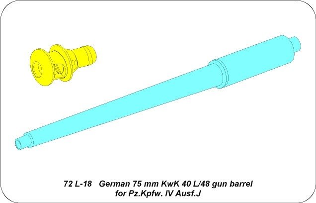 Aber 72L-18 75mm KwK40L/48 barrel for Panzer IV Ausf. J / German 75mm KwK 40 L/48 gun barrel for Pz.Kpfw. IV Ausf.J 1/72 – image 4
