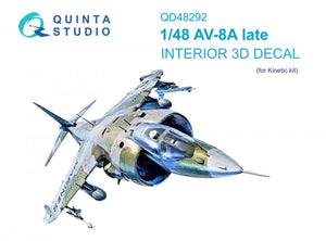 Quinta Studio QD48292 AV-8A Late 3D-Printed &amp;amp; colored Interior on decal paper (Kinetic) 1/48