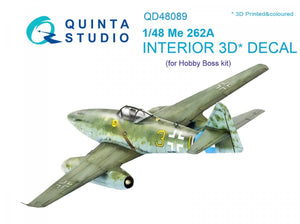 Quinta Studio QD48089 Me-262A 3D-Printed &amp;amp; colored Interior on decal paper (for HobbyBoss kit) 1/48