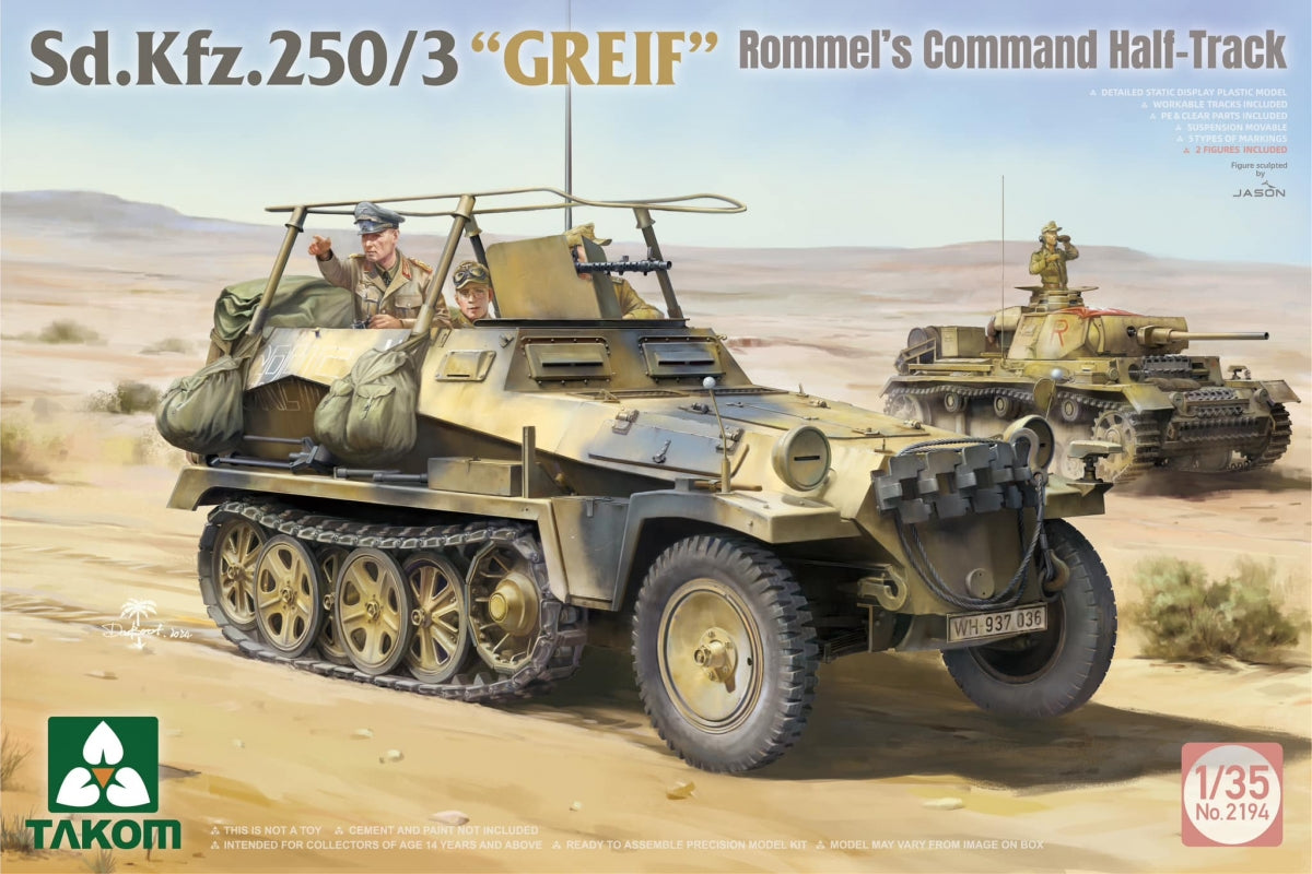 Takom 2194W Sd.Kfz 250/1 + Sd.Kfz 250/3 Greif Rommel Command Half-Track + 1/16 Erwin Rommel 1/35 – zdjęcie 2