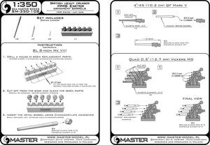 Master SM-350-108 HMS Exeter (1939) - lufy uzbrojenia - 8in (6 szt.), 4in (4 szt.), Vickers 0.5 in (8 szt.) z żywicznymi elementami do osadzenia luf (do modelu Trumpetera) 1/350 – zdjęcie 5