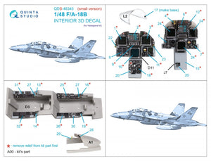 Quinta Studio QDS-48345 F/A-18B 3D-Printed &amp;amp; coloured Interior on decal paper (Hasegawa) (Small version) 1/48 – zdjęcie 2