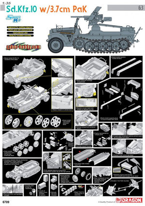 Cyber Hobby 6709 Sd.Kfz.10 w/3.7cm PaK 1/35 – zdjęcie 2