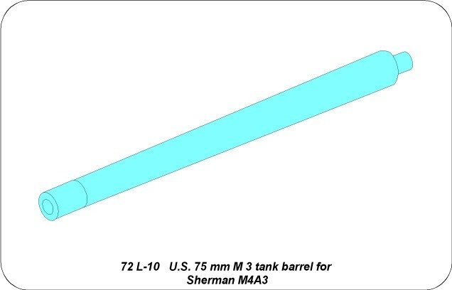 Aber 72L-10 Lufa 75mm M3 do czołgu Sherman M4A3 / US 75mm M3 tank barrel for Sherman M4A3 1/72 – imagen 3