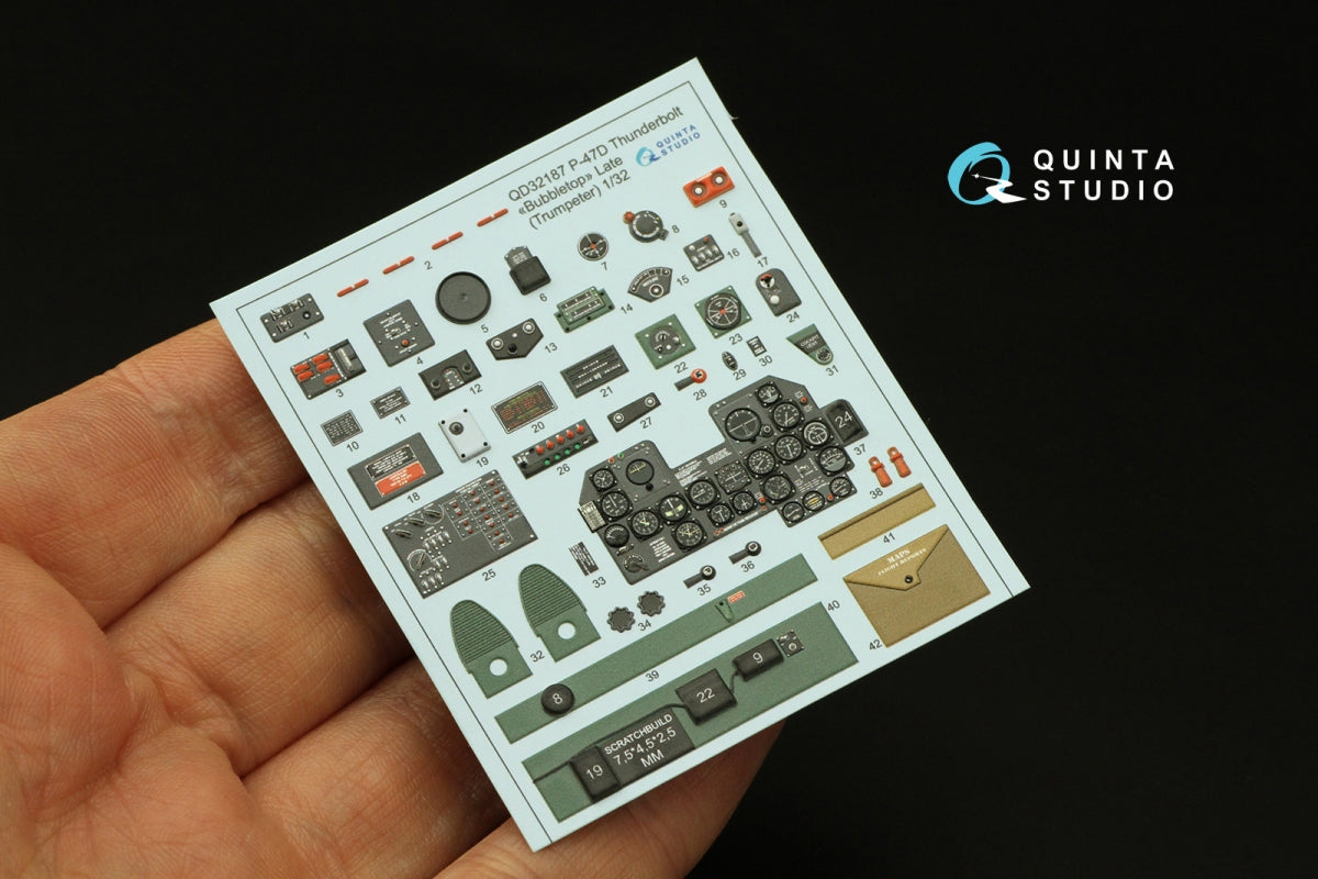 Quinta Studio QD32187 P-47D Thunderbolt Bubbletop (Late) 3D-Printed coloured Interior on decal paper (Trumpeter) 1/32 – zdjęcie 4