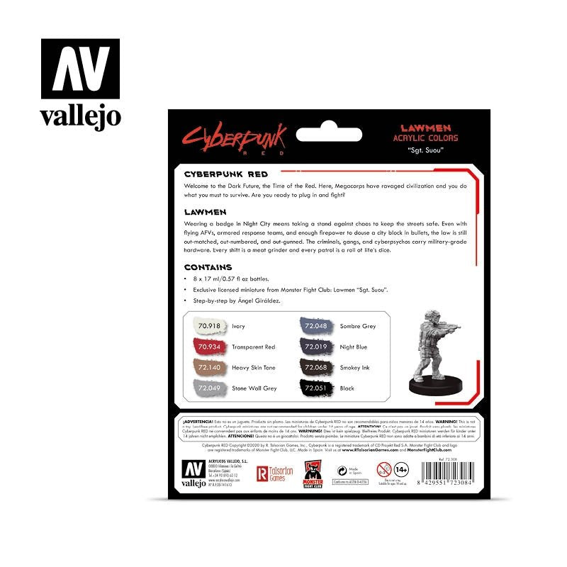 Vallejo 72308 Cyberpunk RED Lawmen Paint Set 8x17ml – image 2