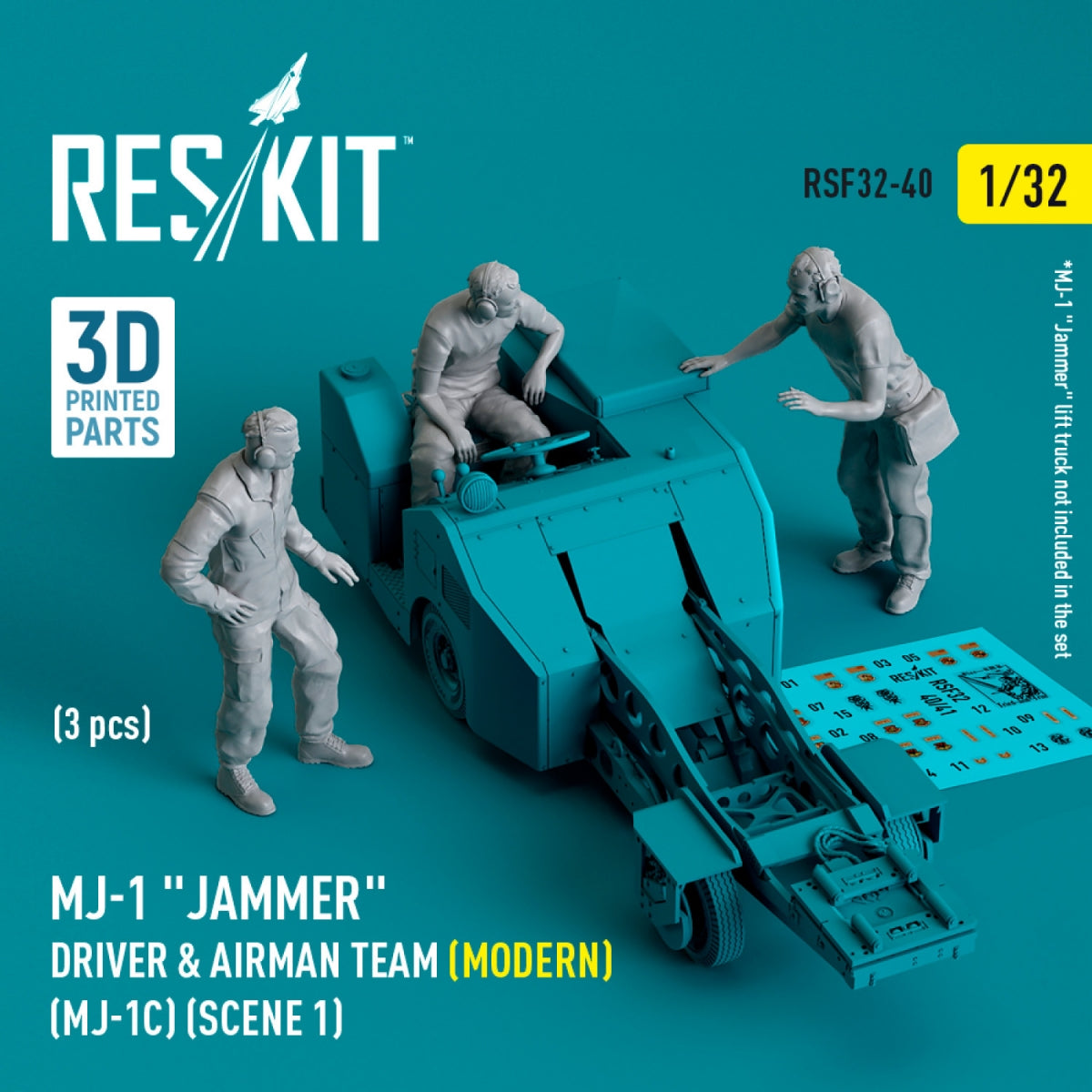 RESKIT RSF32-0040 MJ-1 "Jammer" Driver & airman team (Modern) (MJ-1C) (scene 1) (3 pcs) (3D Printed)1/32