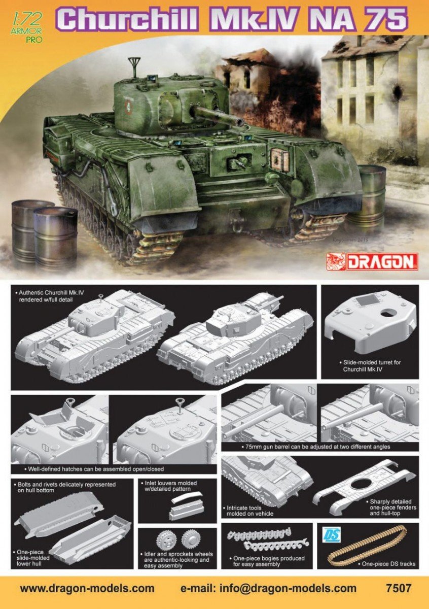 Dragon 7507 Churchill Mk. IV NA 75 1/72 – zdjęcie 2