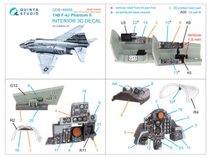 Quinta Studio QDS+48489 F-4J Phantom II 3D-Printed &amp;amp; coloured Interior on decal paper (Academy) (Small version) (with 3D-printed resin parts) 1/48 – zdjęcie 3