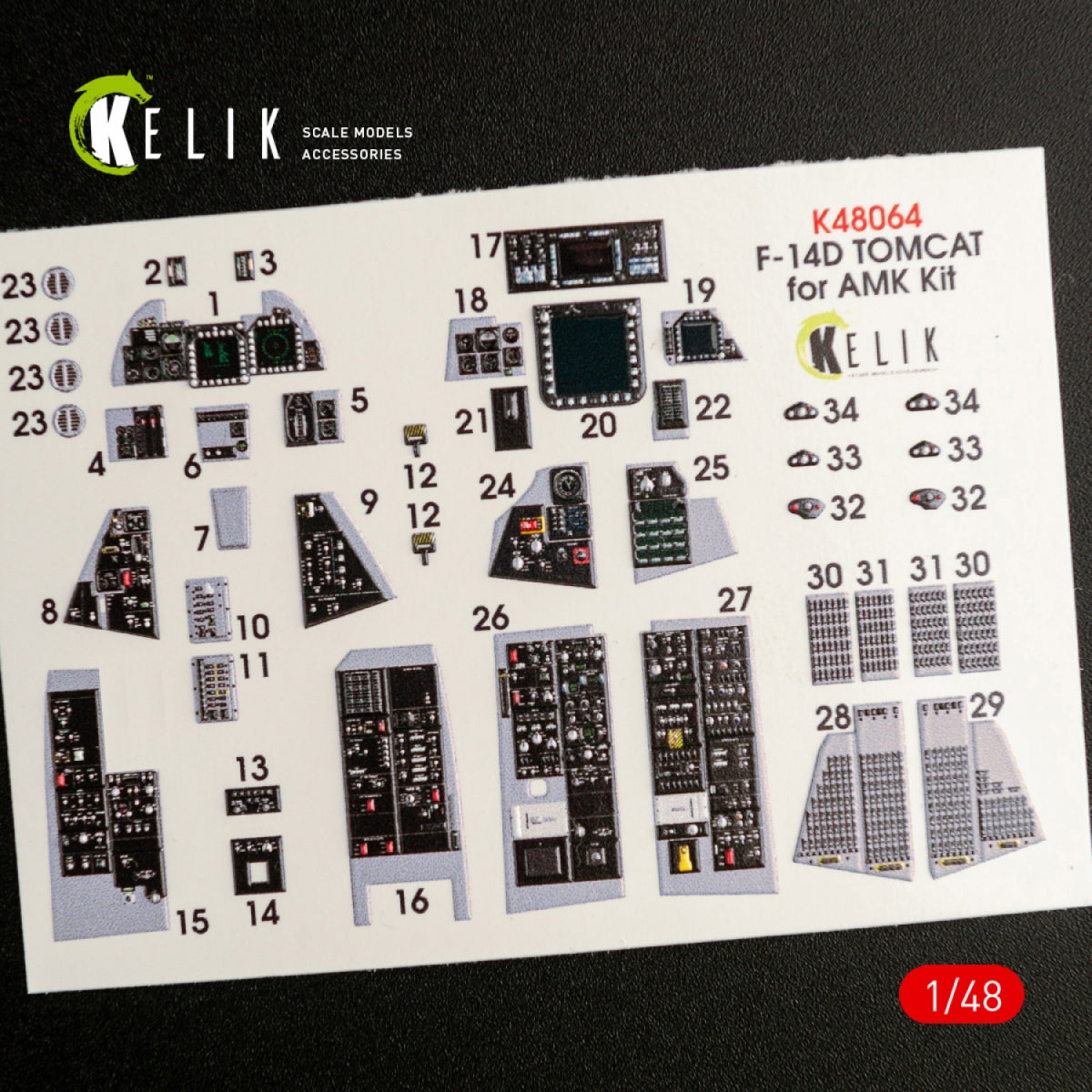 KELIK K48064 F-14D TOMCAT INTERIOR 3D DECALS FOR AMK KIT 1/48 – image 3