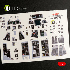 KELIK K48064 F-14D TOMCAT INTERIOR 3D DECALS FOR AMK KIT 1/48 – image 3