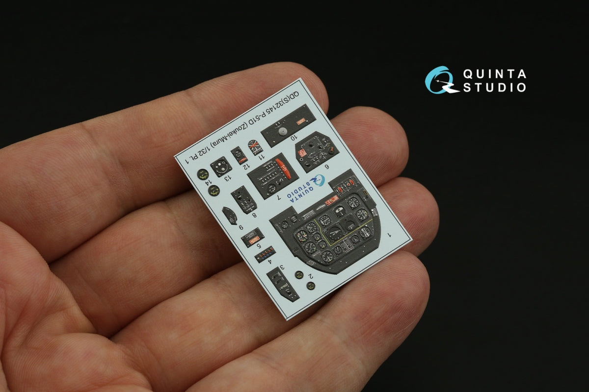 Quinta Studio QDS-32145 P-51D Mustang 3D-Printed &amp;amp; colored Interior on decal paper (Zoukei-Mura SWS) (Small version) 1/32 – image 7