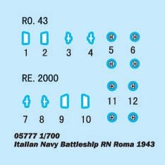 Trumpeter 05777 Italian Navy Battleship RN Roma (1943) 1/700 – image 13