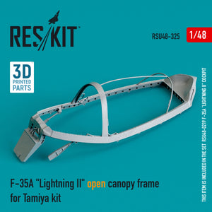 RESKIT RSU48-0325 F-35A &amp;quot;LIGHTNING II&amp;quot; OPEN CANOPY FRAME FOR TAMIYA KIT (3D PRINTED) 1/48