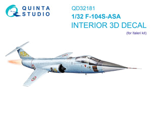 Quinta Studio QD32181 F-104S-ASA 3D-Printed colored Interior on decal paper (Italeri) 1/32
