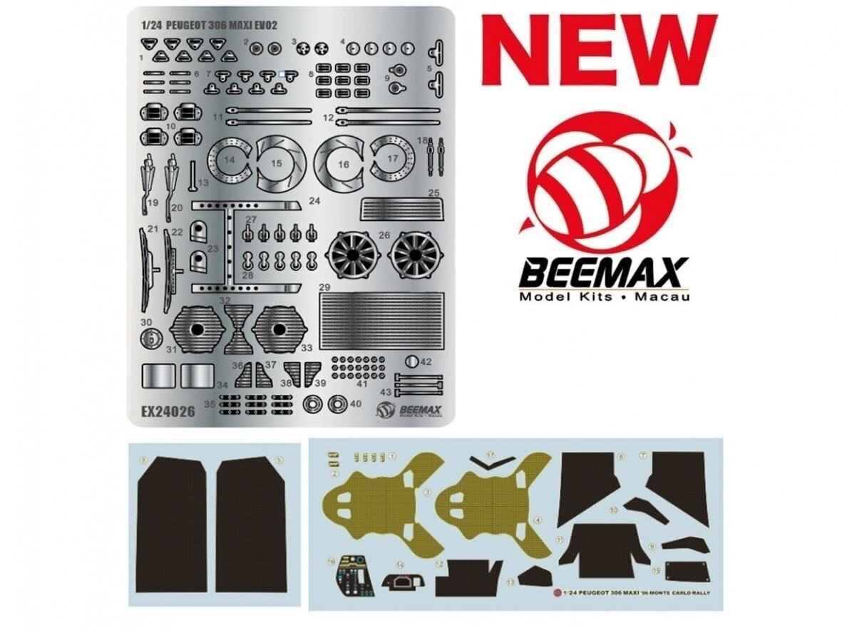 Beemax E24026 Peugeot 306 Maxi EVO2 1998 Monte Carlo Rally Class Winner - DETAIL UP set 1/24 – image 5