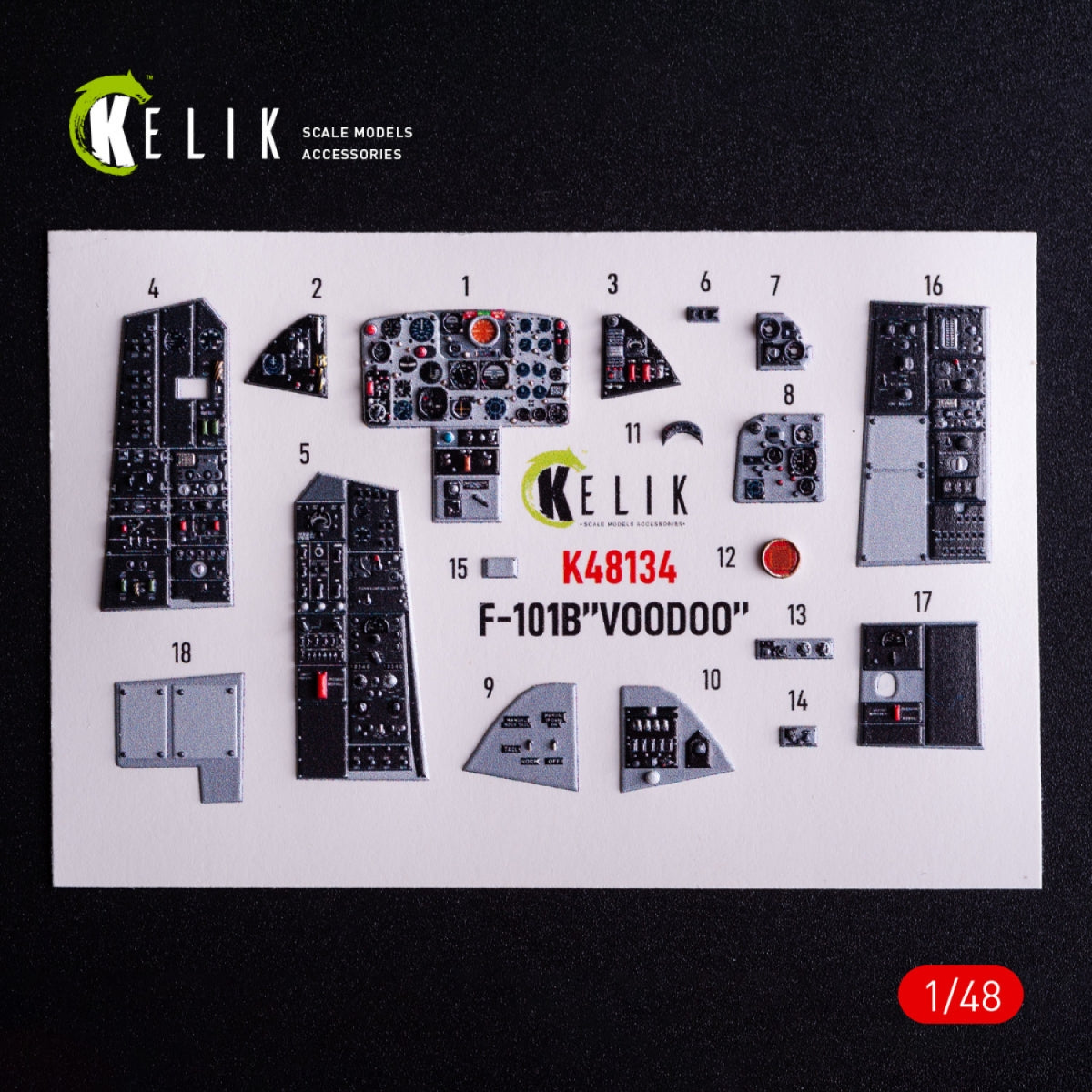 Kelik K48134 F-101B VooDoo - interior 3D decals for Zimi Model/KittyHawk kit 1/48