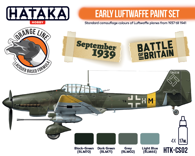 Hataka HTK-CS02 ORANGE LINE – Early Luftwaffe paint set (4x17ml) – image 2