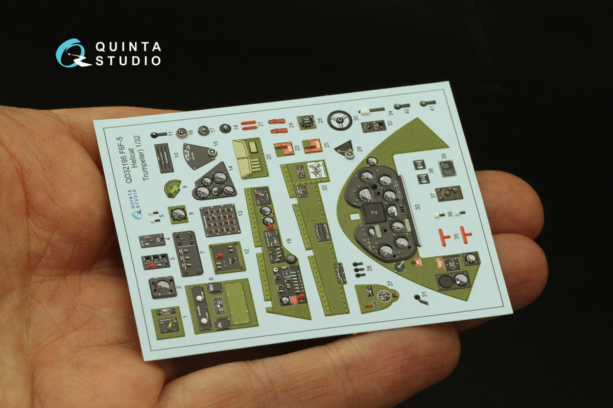 Quinta Studio QD32195 F6F-5 Hellcat 3D-Printed &amp;amp; colored Interior on decal paper (Trumpeter) 1/32 – image 4