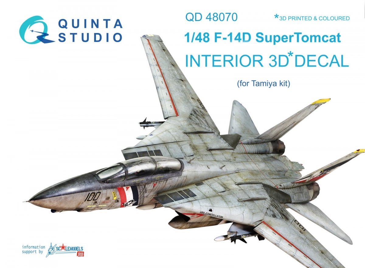 Quinta Studio QD48070 F-14D 3D-Printed &amp;amp; coloured Interior on decal paper (for Tamiya kit) 1/48