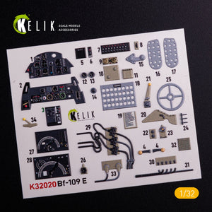 KELIK K32020 BF-109 E - Interior 3D Decal with 3D printed parts for Trumpeter kit 1/32 – zdjęcie 3