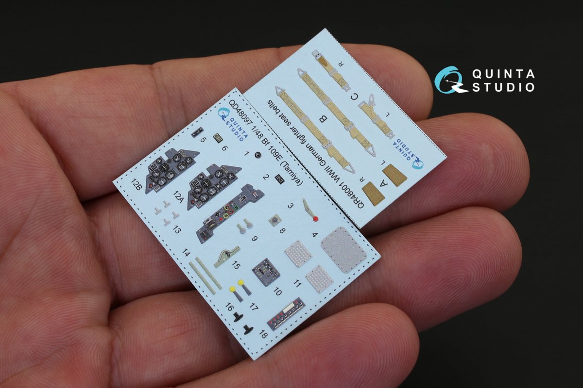 Quinta Studio QD48097 Bf 109E 3D-Printed &amp;amp; coloured Interior on decal paper (for Tamiya kit) 1/48 – zdjęcie 2