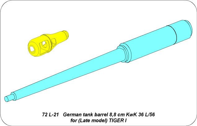 Aber 72L-21 German tank barrel 8,8cm KwK 36 L/56 for (Late model) Tiger I 1/72 – image 4