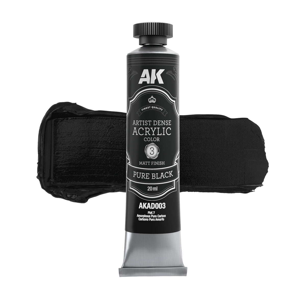 AK Interactive AKAD104 Artist Dense Acrylic Colors - Black &amp;amp; White Color Set – immagine 4