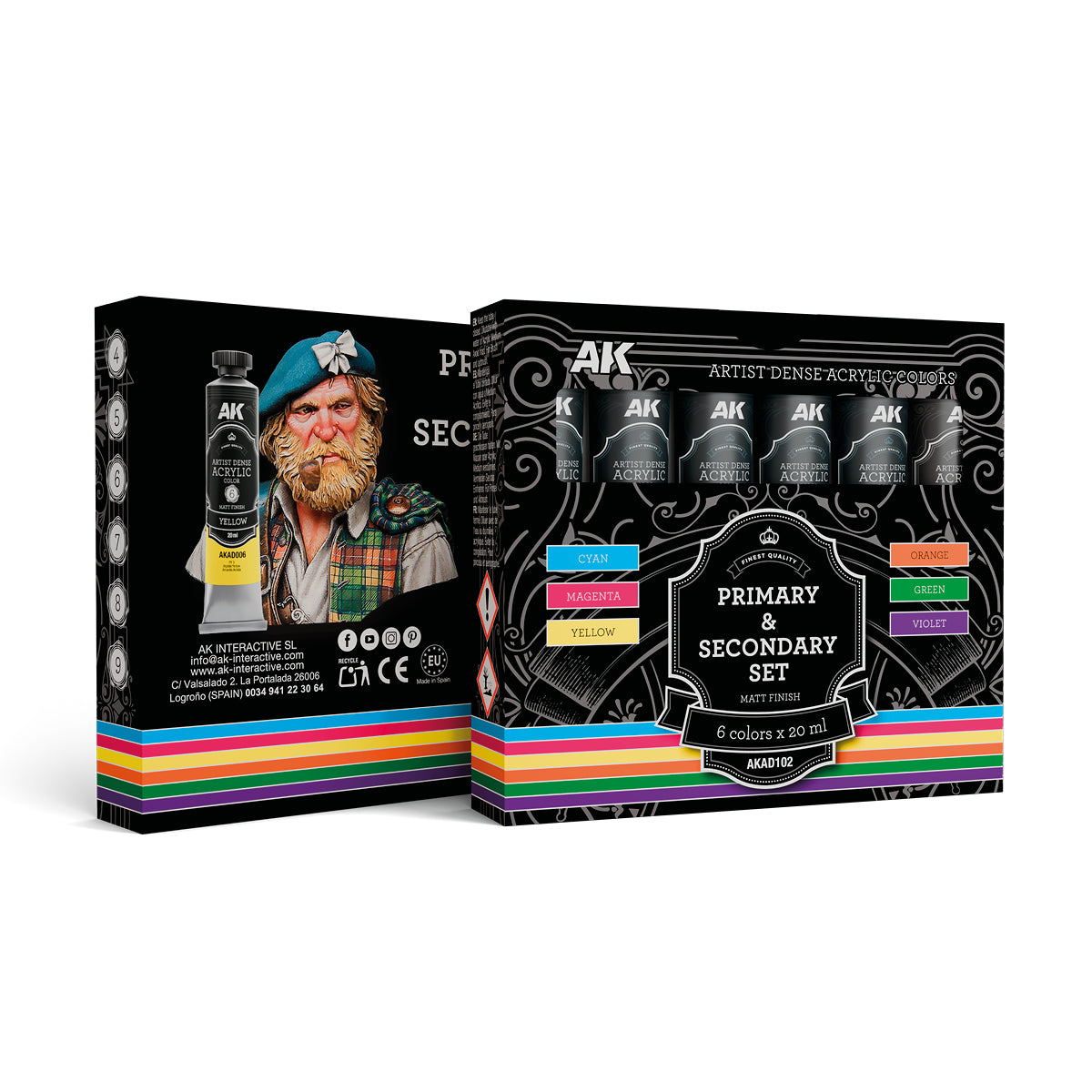 AK Interactive AKAD102 Artist Dense Acrylic Colors - Primary & Secondary Set