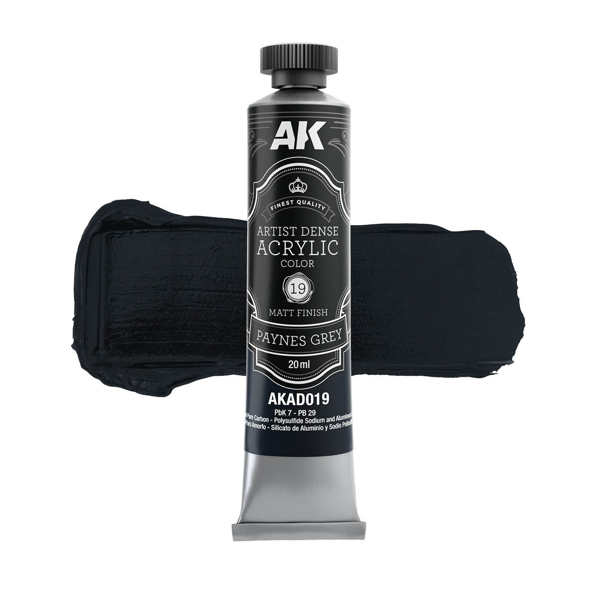 AK Interactive AKAD104 Artist Dense Acrylic Colors - Black &amp;amp; White Color Set – immagine 6