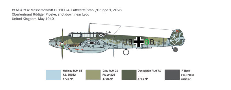 Italeri 0049 Bf 110 C Zerstorer 1/72 – obrázek 4